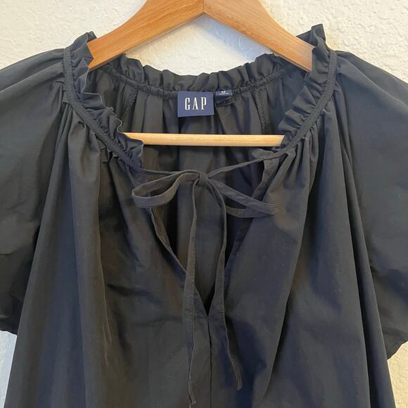 Gap Swing Mini Dress Size Medium Black Ruffle Casual - Picture 2 of 10